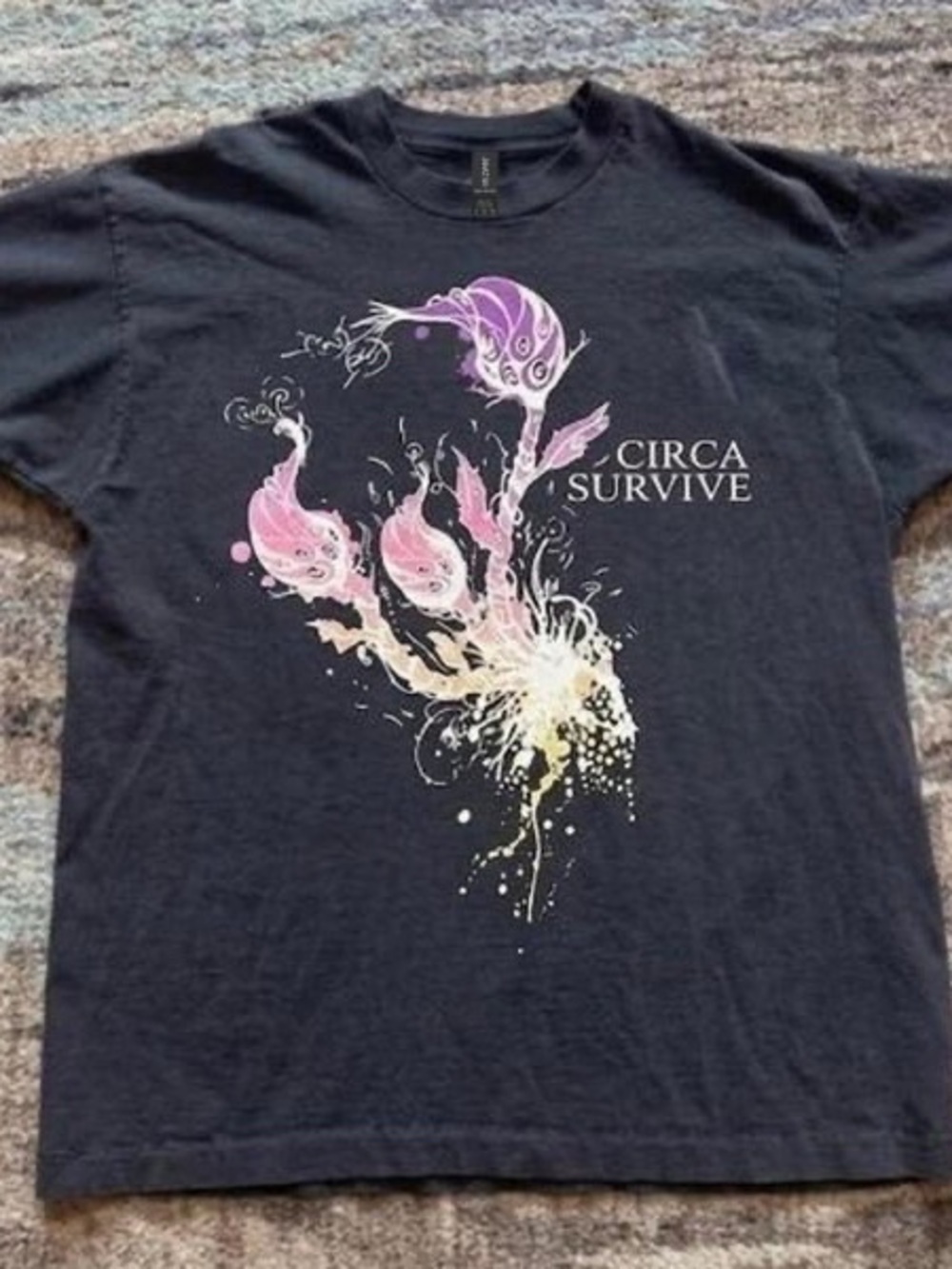 Black Circa Survive with purple and white Graphic tee